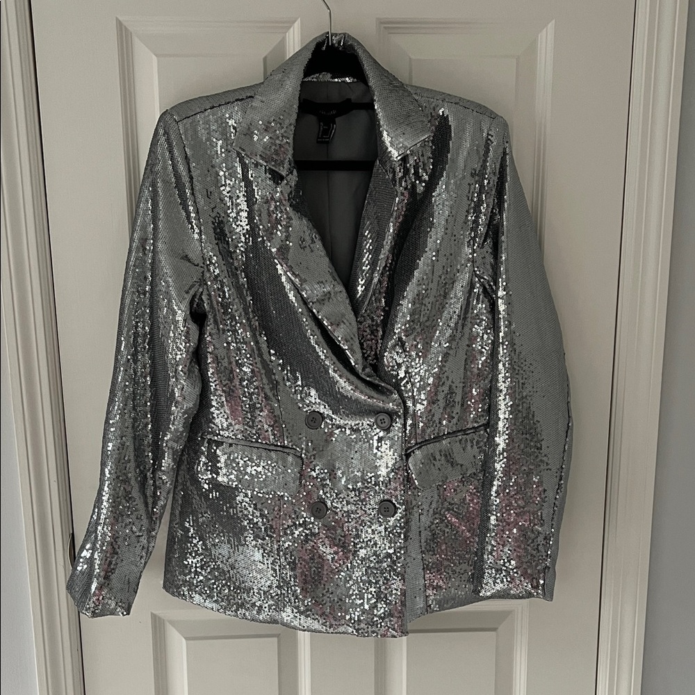 Taylor Swift ‘The Man’ Silver Sequin Double-Breasted Blazer Eras Tour ✨🫶